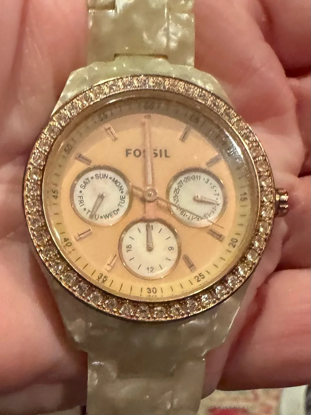 Fossil Gold Crystal-Accent Multifunction Watch